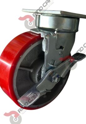 Rodaja Alto Impacto Con Freno De Fierro Recubierta De Poliuretano  6"X 2" CAP. 584KG