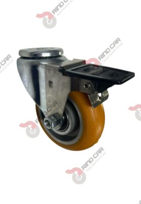 Rodaja Ojillo Con Freno Total De Poliuretano Con Centro De Aluminio 4"x 1-1/4" CAP. 200 kg