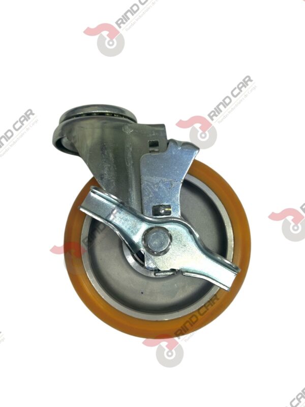 Rodaja Ojillo Con Freno Lateral De Poliuretano Con Centro De Aluminio 5"x 1-1/4" CAP. 220 kg - Image 2