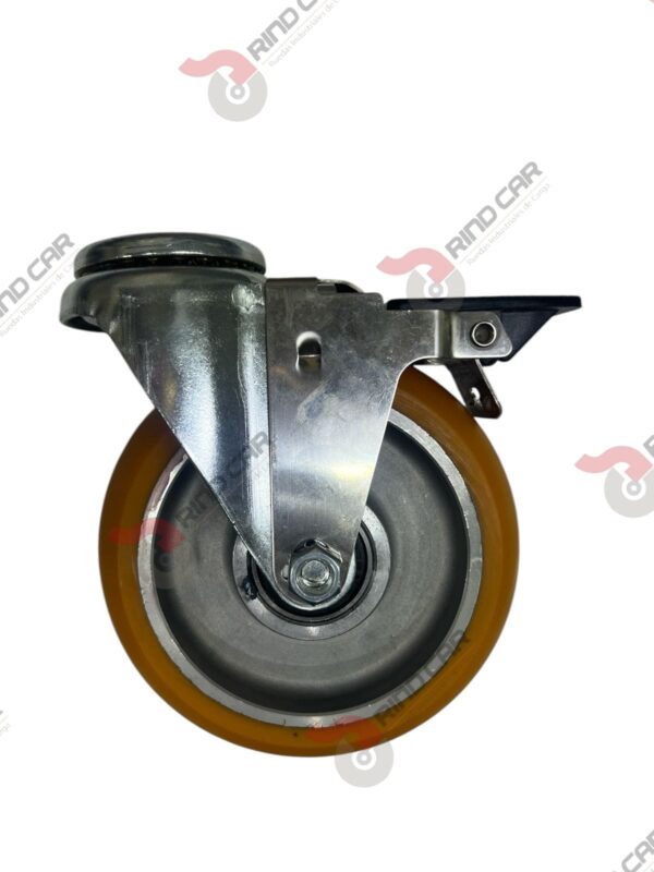 Rodaja Ojillo Con Freno Total De Poliuretano Con Centro De Aluminio 5"x 1-1/4" CAP. 220 kg - Image 2