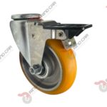 Rodaja Ojillo Con Freno Total De Poliuretano Con Centro De Aluminio 5"x 1-1/4" CAP. 220 kg