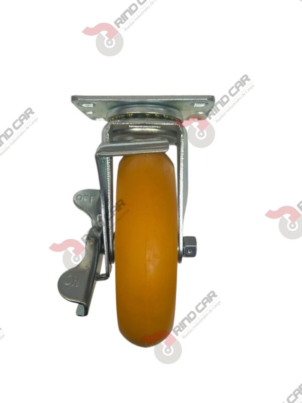 Rodaja Giratoria Con Freno Lateral De Poliuretano Con Centro De Aluminio 5"x 1-1/4" CAP. 220 kg - Image 3