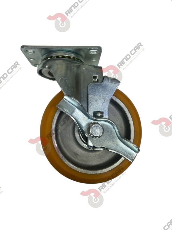 Rodaja Giratoria Con Freno Lateral De Poliuretano Con Centro De Aluminio 5"x 1-1/4" CAP. 220 kg - Image 2