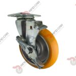 Rodaja Giratoria Con Freno Lateral De Poliuretano Con Centro De Aluminio 5"x 1-1/4" CAP. 220 kg
