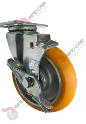 Rodaja Giratoria Con Freno Lateral De Poliuretano Con Centro De Aluminio 5"x 1-1/4" CAP. 220 kg