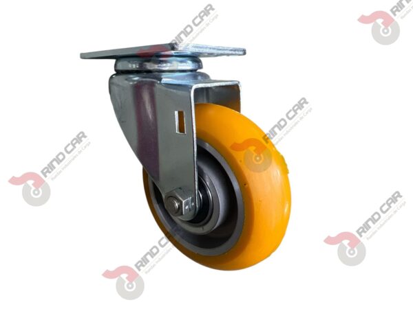 Rodaja Giratoria De Poliuretano Con Centro De Aluminio 4"x 1-1/4" CAP. 200 kg