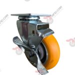 Rodaja Giratoria Con Freno Lateral De Poliuretano Con Centro De Aluminio 4"x 1-1/4" CAP. 200 kg