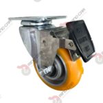 Rodaja Giratoria Con Freno Total De Poliuretano Con Centro De Aluminio 4"x 1-1/4" CAP. 200 kg