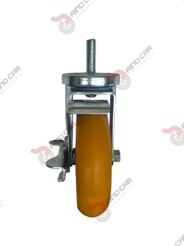 Rodaja Espiga Con Freno Lateral De Poliuretano Con Centro De Aluminio 5"x 1-1/4" CAP. 220 kg - Image 3