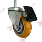 Rodaja Espiga Con Freno Total De Poliuretano Con Centro De Aluminio 4"x 1-1/4" CAP. 200 kg