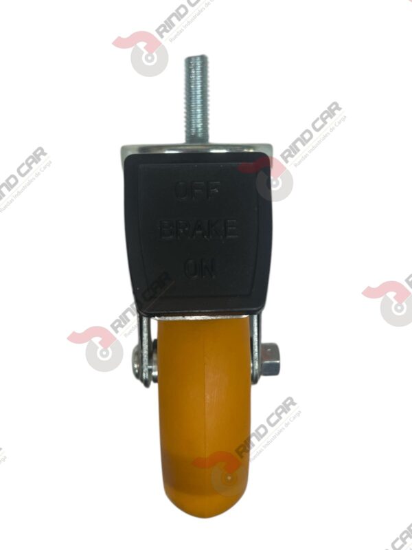 Rodaja Espiga Con Freno Total De Poliuretano Con Centro De Aluminio 4"x 1-1/4" CAP. 200 kg - Image 3