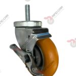 Rodaja Espiga Con Freno Lateral De Poliuretano Con Centro De Aluminio 4"x 1-1/4" CAP. 200 kg