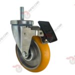 Rodaja Espiga Con Freno Total De Poliuretano Con Centro De Aluminio 5"x 1-1/4" CAP. 220 kg