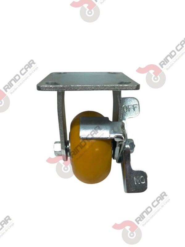 Rodaja Fija Con Freno Lateral De Poliuretano Con Centro De Aluminio 4"x 2" CAP. 400 kg - Image 3