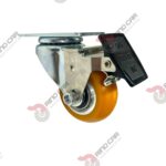 Rodaja Giratoria Con Freno Total De Poliuretano Con Centro De Aluminio 3"x 1-1/4" CAP. 180 kg