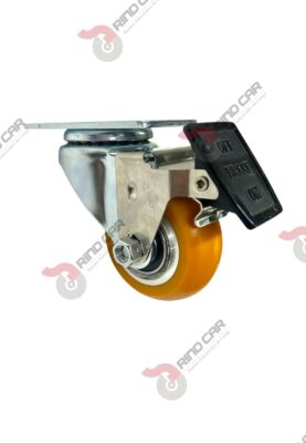 Rodaja Giratoria Con Freno Total De Poliuretano Con Centro De Aluminio 3"x 1-1/4" CAP. 180 kg