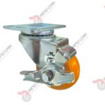 Rodaja Giratoria Con Freno Lateral De Poliuretano Con Centro De Aluminio 3"x 1-1/4" CAP. 180 kg