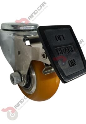 Rodaja Ojillo Con Freno Total De Poliuretano Con Centro De Aluminio 3"x 1-1/4" CAP. 180 kg