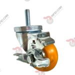 Rodaja Espiga Con Freno Lateral De Poliuretano Con Centro De Aluminio 3"x 1-1/4" CAP. 180 kg