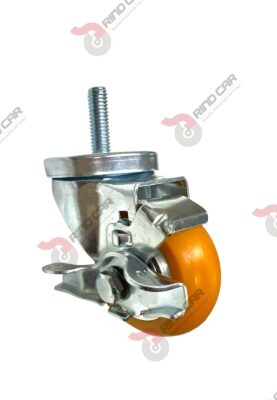 Rodaja Espiga Con Freno Lateral De Poliuretano Con Centro De Aluminio 3"x 1-1/4" CAP. 180 kg