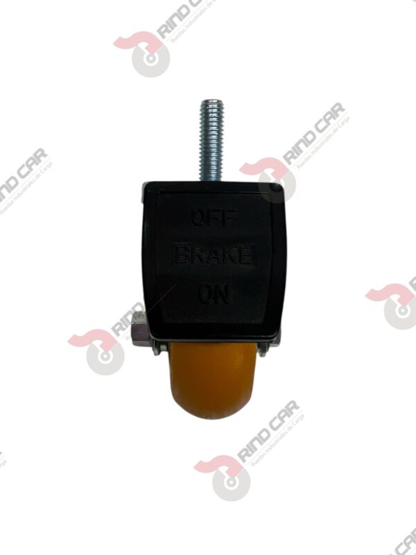 Rodaja Espiga Con Freno Total De Poliuretano Con Centro De Aluminio 3"x 1-1/4" CAP. 180 kg - Image 3