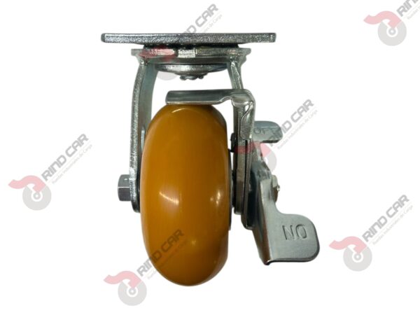 Rodaja Giratoria Con Freno Lateral De Poliuretano Con Centro De Aluminio 5"x 2" CAP. 400kg - Image 3
