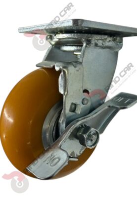 Rodaja Giratoria Con Freno Lateral De Poliuretano Con Centro De Aluminio 5"x 2" CAP. 400kg