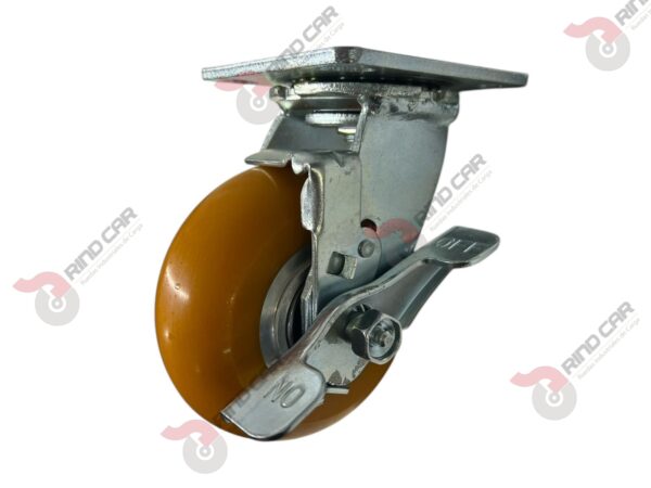 Rodaja Giratoria Con Freno Lateral De Poliuretano Con Centro De Aluminio 5"x 2" CAP. 400kg