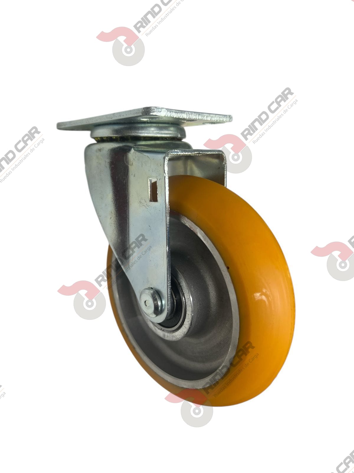 Rodaja Giratoria De Poliuretano Con Centro De Aluminio 5″x1-1/4″ CAP. 220 kg