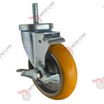 Rodaja Espiga Con Freno Lateral De Poliuretano Con Centro De Aluminio 5"x 1-1/4" CAP. 220 kg