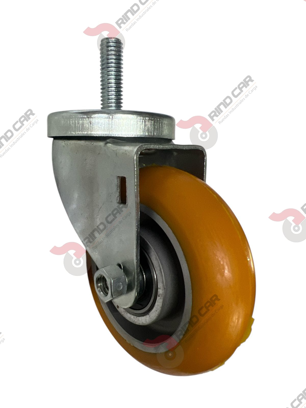 Rodaja Espiga De Poliuretano Con Centro De Aluminio 4″x 1-1/4″ CAP. 200 kg