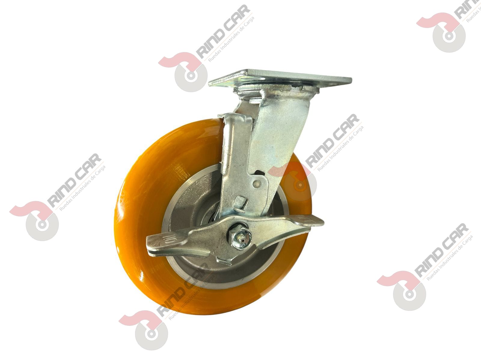 Rodaja Giratoria Con Freno Lateral De Poliuretano Con Centro De Aluminio 8″x 2″ CAP. 540kg