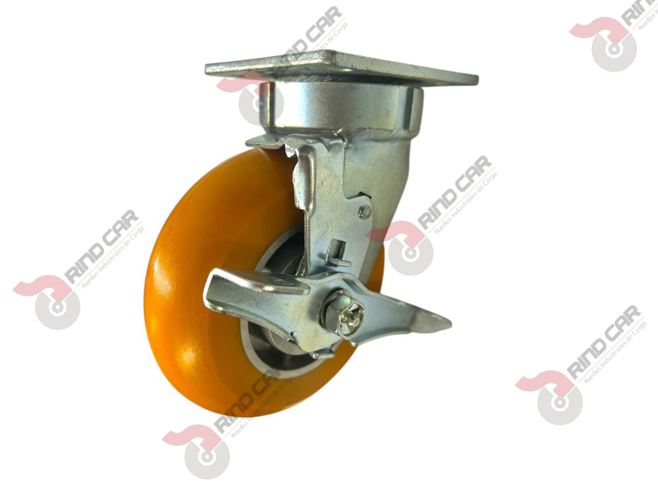 Rodaja Alto Impacto Con Freno Lateral De Poliuretano Con Centro De Aluminio 6″x 2″ CAP. 450kg