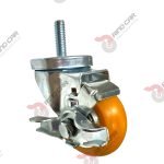 Rodaja Espiga Con Freno Lateral De Poliuretano Con Centro De Aluminio 3"x 1-1/4" CAP. 180 kg