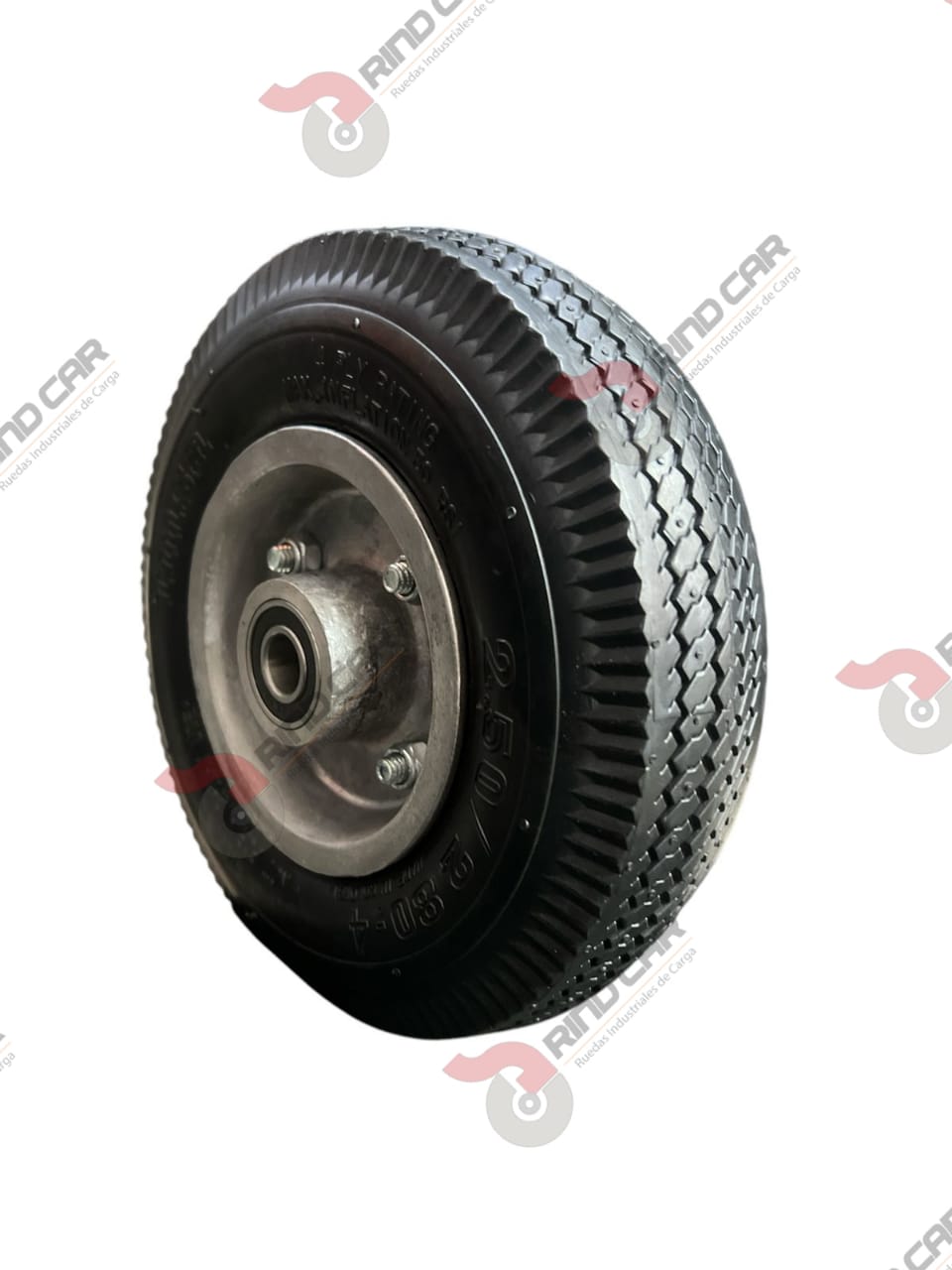 Rueda Neumática 8″ Con Rin De Aluminio 4 Capas Con Tubo Central CAP.160 kg