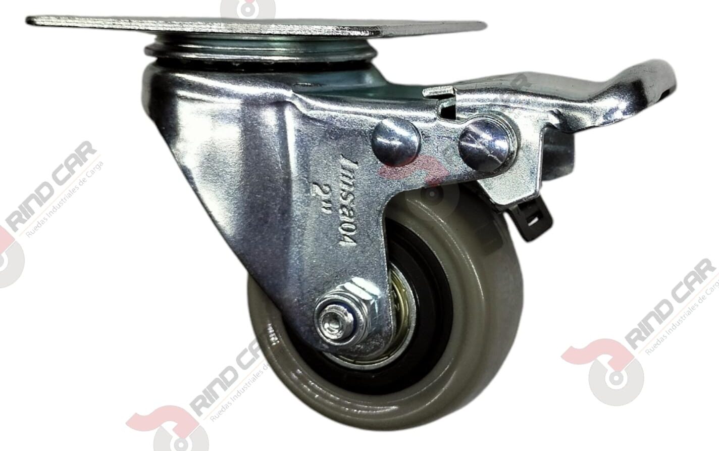 Rueda Rodaja C/Freno Total Giratoria De 2″  Polivinil (Gris) Imsa Cap. 30kg