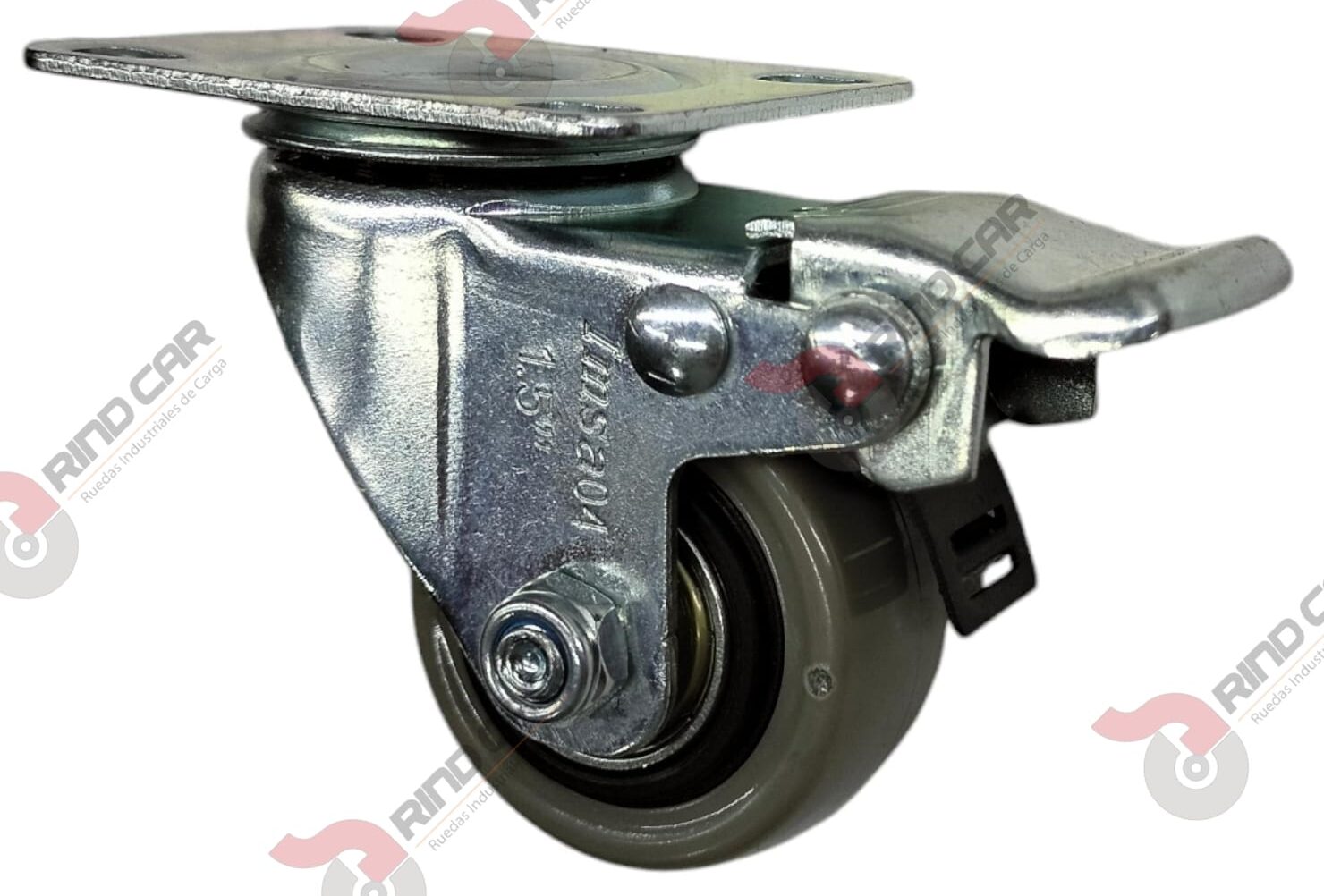 Rodaja C/Freno Total Giratoria De 1-5/8″ De Polivinil (Gris) Imsa Cap.20kg