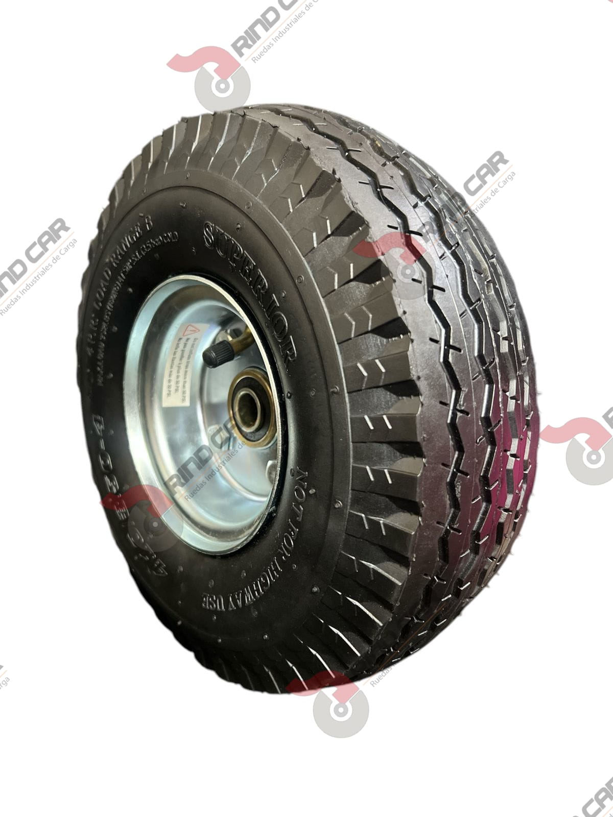 Rueda Neumática 10″ 4 Capas Con Tubo Lateral CAP.160 kg
