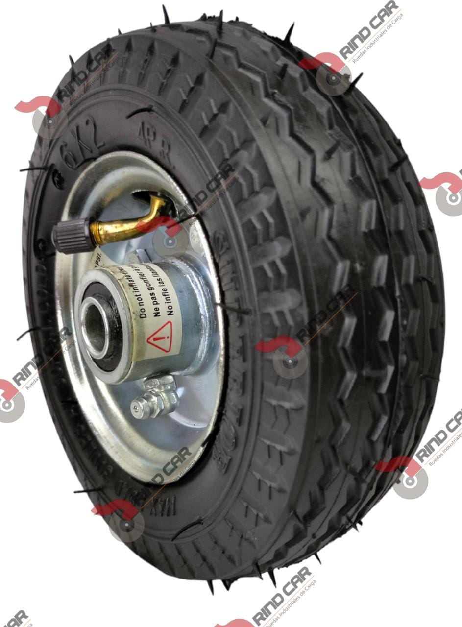 Rueda Neumática 6″x2″ C/Superior Cap.80/90kg