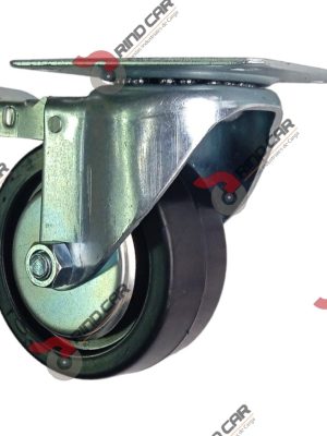 Rueda Rodaja Industrial 4"Rueda De Hule Con Balero, Placa Giratoria y Freno De Pie Cap.140kg