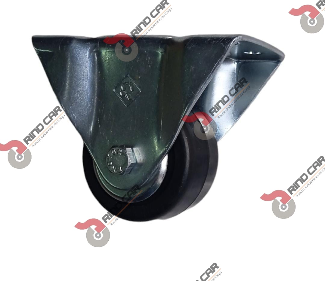 Rodaja Industrial 2 1/2″Rueda De Hule con Balero Placa Fija Cap.80kg
