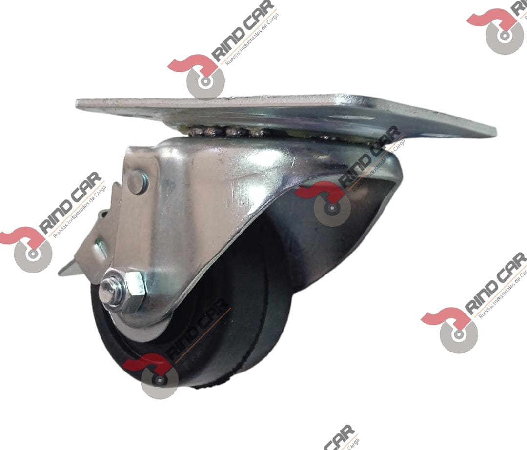 Rodaja Industrial 2 1/2″ Rueda de Hule con Balero placa giratoria Cap 80k
