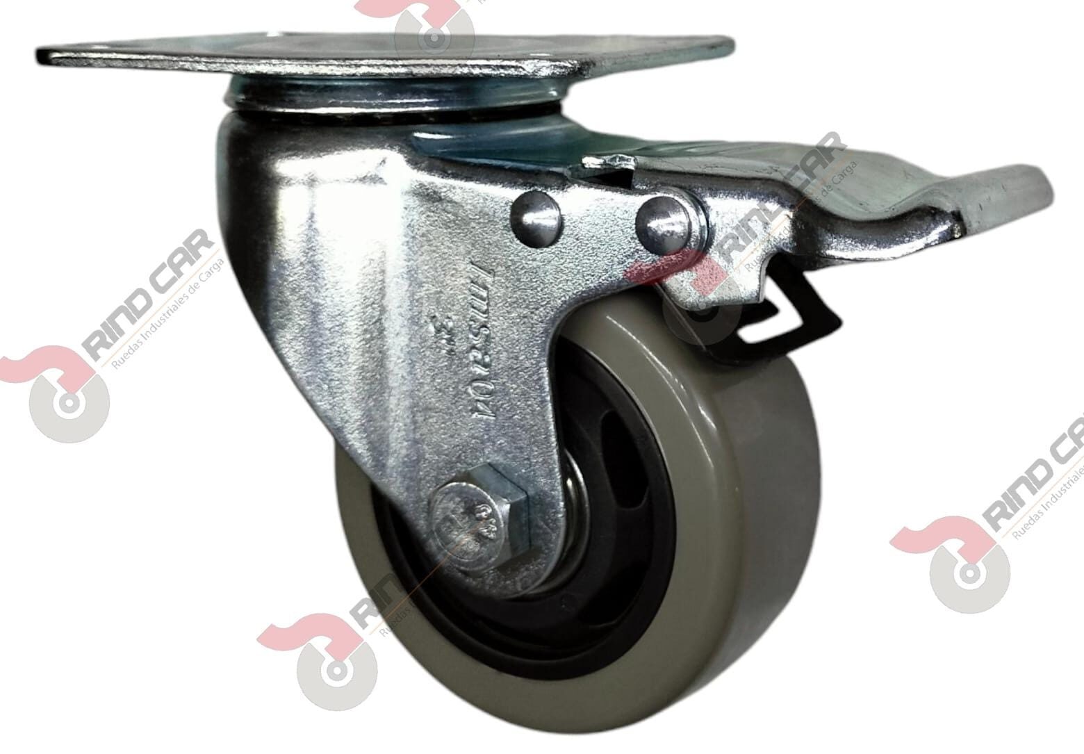 Rodaja C/Freno Total Giratoria De 3″ Polivinil Cap.100kg