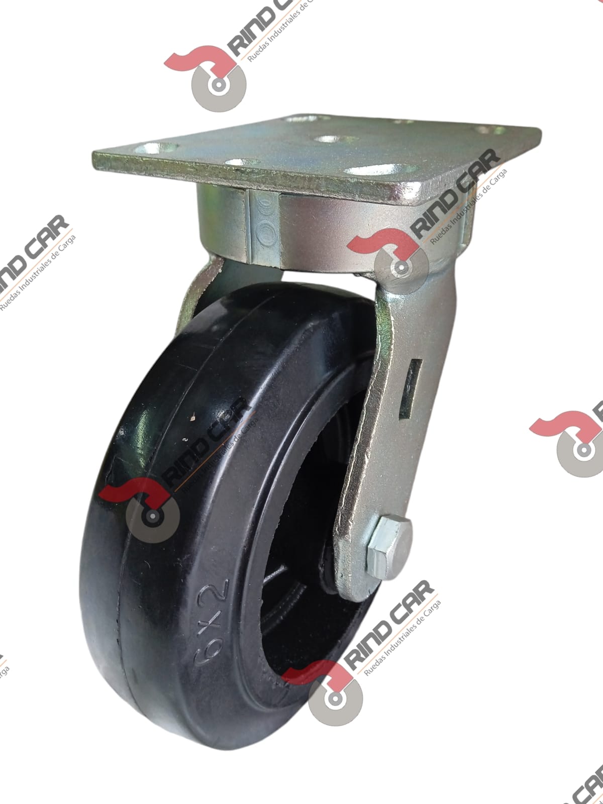 Rodaja Giratoria Alto Impacto 6″x2″ fierro hule cap. 320 Kg