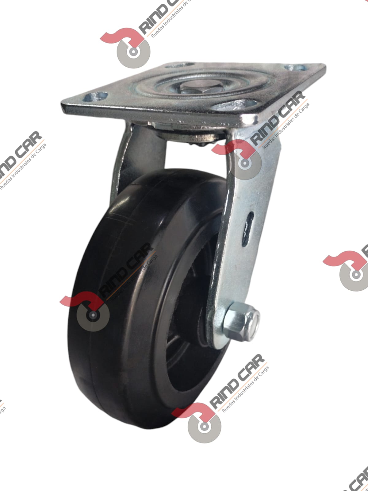 Rodaja Giratoria 6″x2″ Fierro Hule Vulcanizado Cap.249 Kg