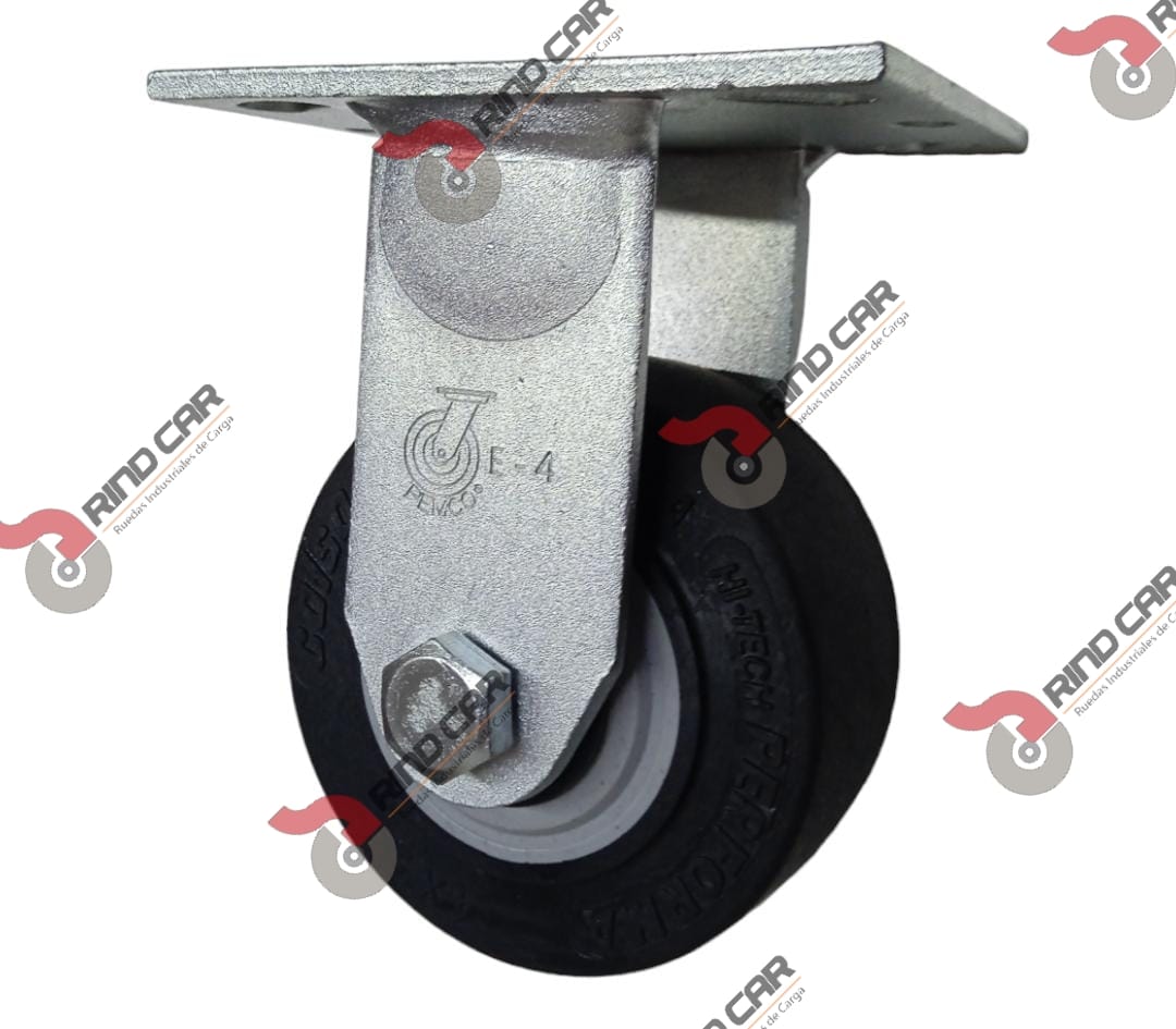 Rodaja Colson Fija De 4″X2″ Rueda  Perfora Rubber Cap. Carga  400 Lbs