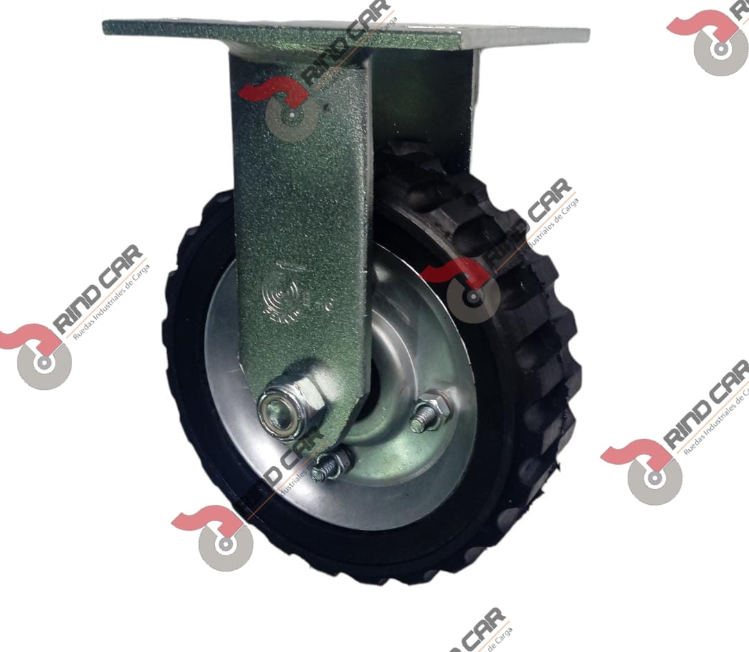 Rodaja Fija De 6″X2″ Rueda De Hule Tipo Tractor Económica Rin De Lamina Cap Carga 100Kg