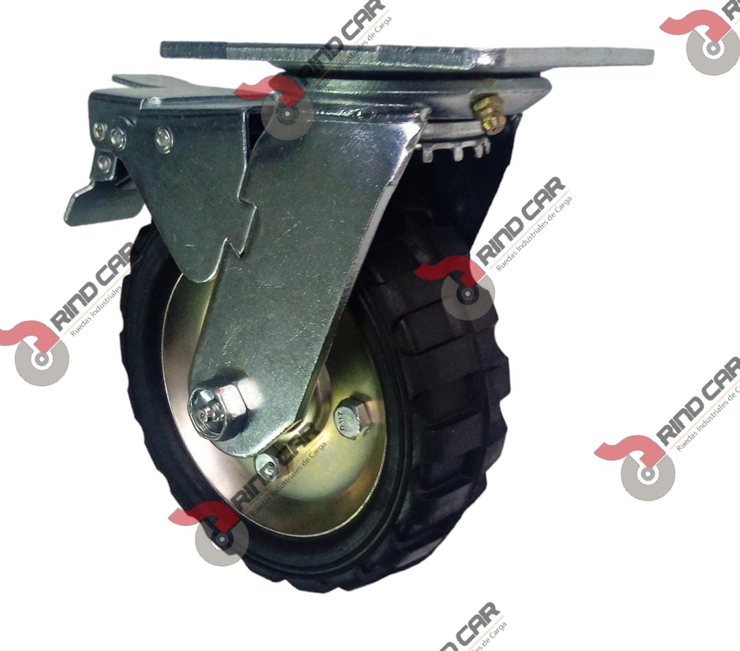 Rodaja Giratoria De 6″X2″ Rueda De huele y Rin Lamina Con Fren total Cap Carga 110Kg