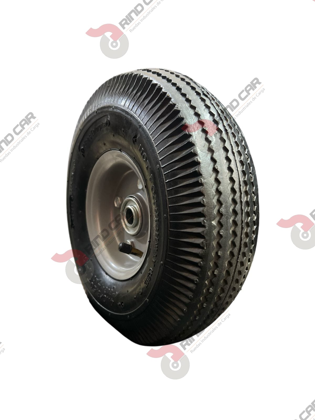 Rueda Neumática 10″ 4 Capas Con Tubo Lateral CAP.136 kg