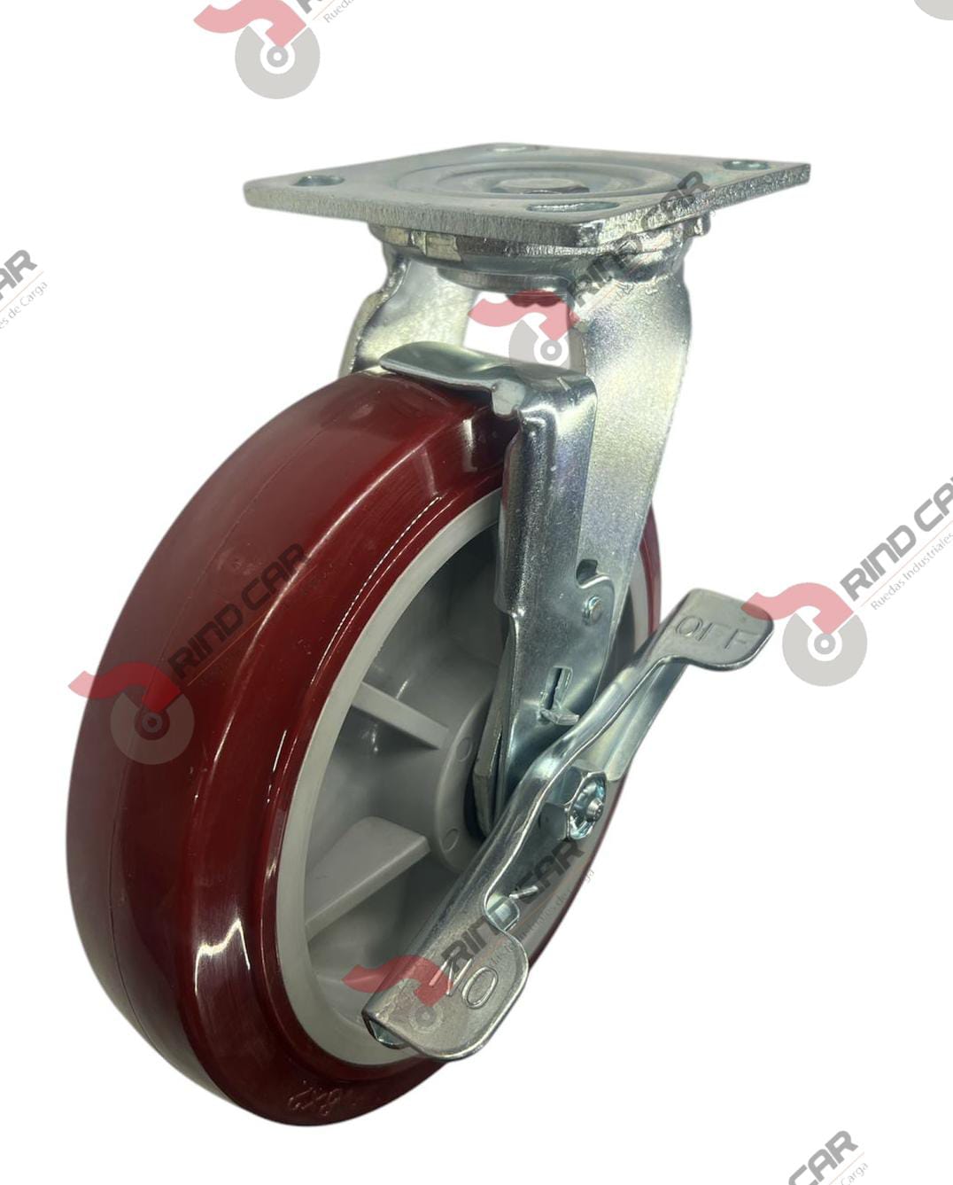 Rodaja Giratoria Con Freno 8″x 2 Hi-Tech de poliuretano CAP. 453 kg